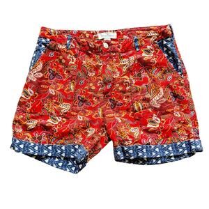 Sundance Catalog Kalini Shorts Red Paisley Linen Cotton Small No Tassel